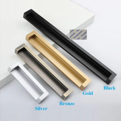 10Pcs Zinc Alloy Edge Built-in Finger Pull For Cabinet Cupboard Closet Door Drawer Zinc Gold Bronze Matte Black