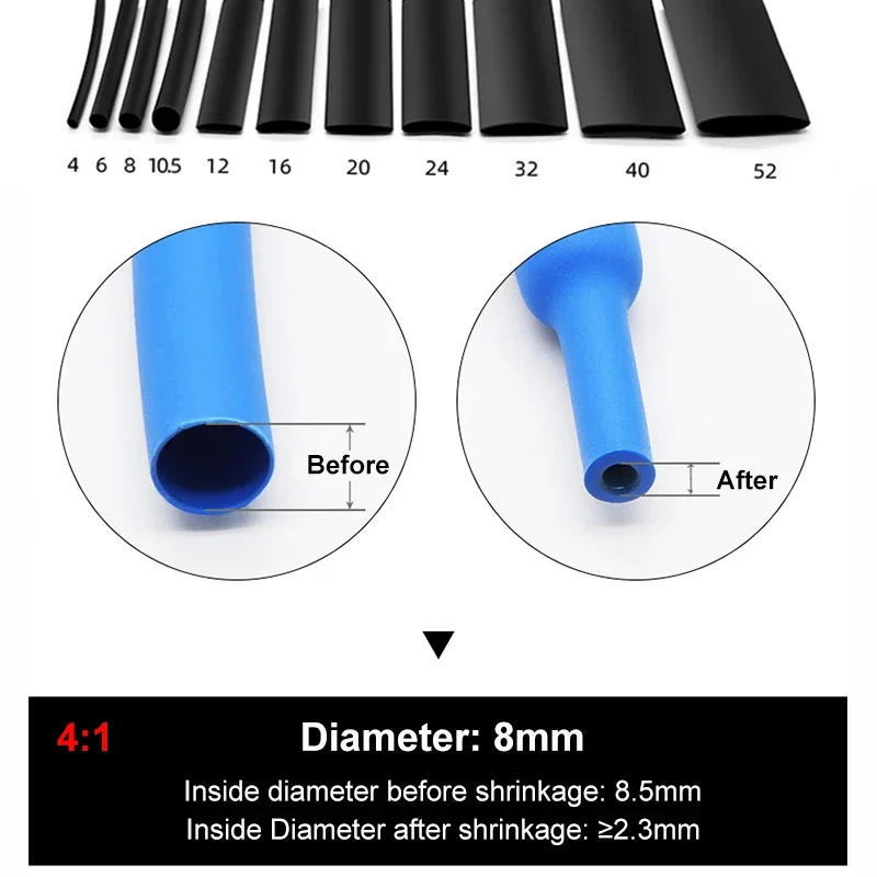 Description Picture 4 of item1~25M 4:1 Clear Heat Shrink Tube With Glue Dual Wall Heat Shrink Packaging Kit Electric Wire Connection Cable Insulation Sleeve