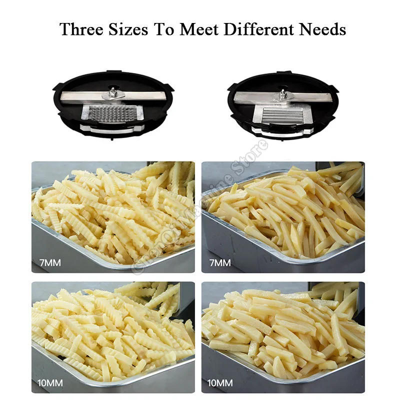 Description Picture 3 of itemElectric Crinkle Cutter for Potato Cucumber Wave French Fries Slicing Machine 7mm 10mm 14mm Potato Chips Cutting Machine