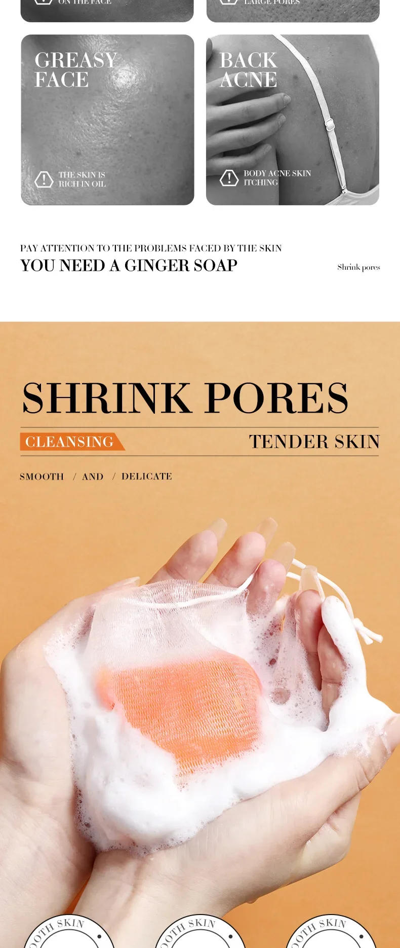 Description Picture 3 of itemHand Made Turmeric Soap Body Cleaning Lightening Dark Underarm Leg Body Cleansers Brightening Face Soap Tender Skin Care Beauty