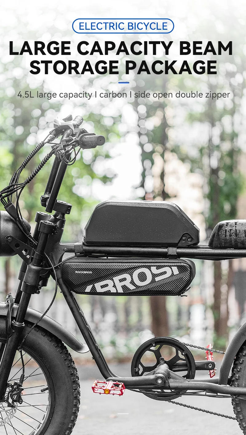 Description Picture 2 of itemROCKBROS Bike Bag Large Capacity Reflective Cycling Parcel Waterproof Double Zipper Carbon Pocket Electric Bicycle Accessories