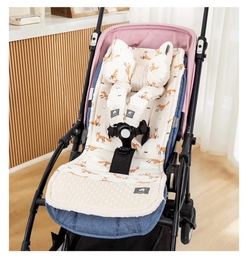 Description Picture 3 of itemStroller Cushion & Head Pillow & Seat Belt Cover 3Pcs/Set Universal Pram Pad Soft Cotton Double Sides Usable Baby Accessories