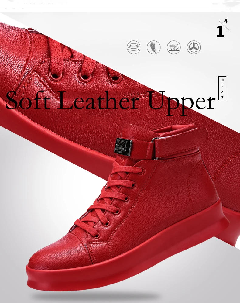 Description Picture 5 of itemBrand Mens High-top Sneakers Comfortable Leather Skateboard Shoes Platform Non-Slip Sports Shoes Zapatillas Hombre Mens Footwear