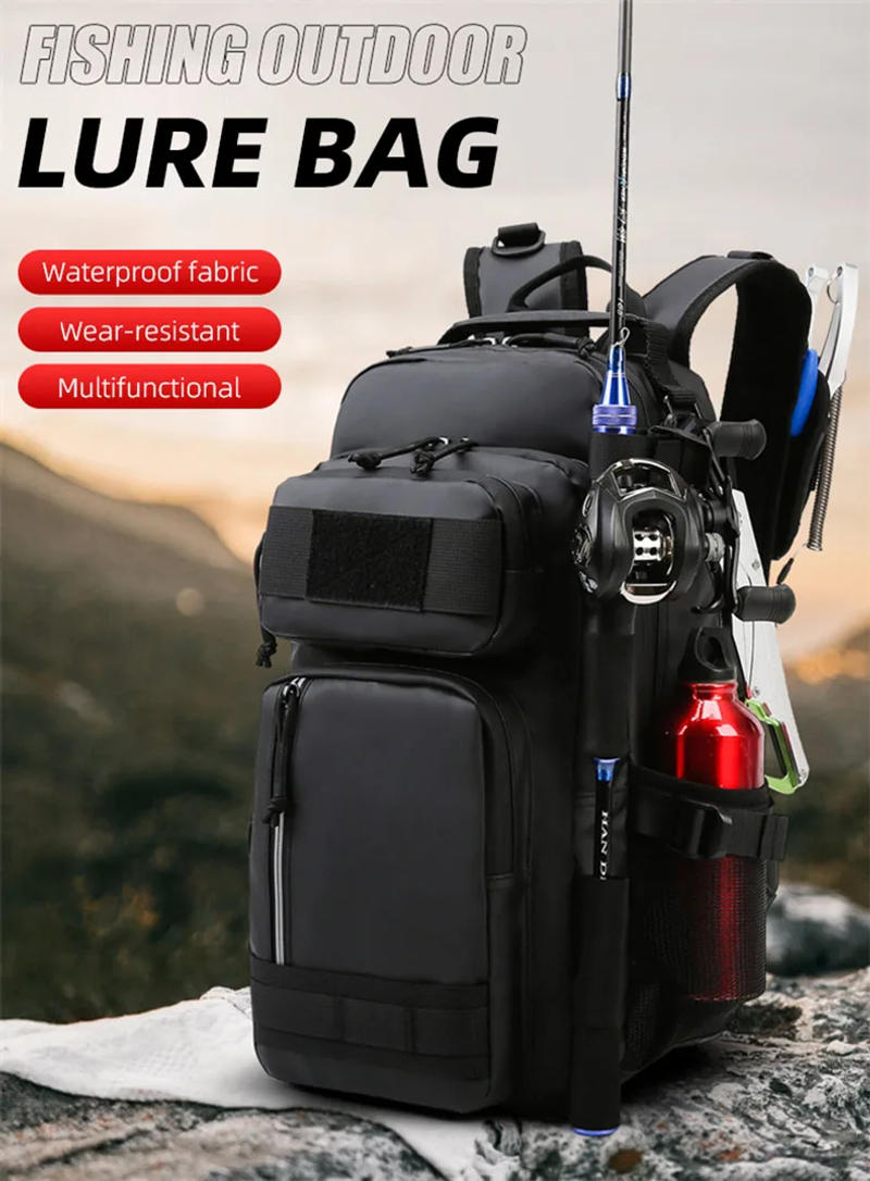 Description Picture 2 of itemFishing Lure Bag Men Waterproof Molle Fishing Rod Box Backpack Multi-functional Outdoor Travel Hiking Camping Shoulder Backpack