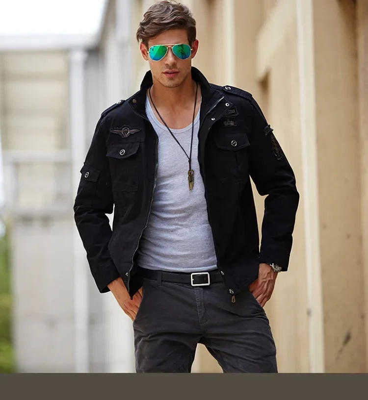 Description Picture 6 of itemMen Casual Cargo jackets men Bomber Jacket Windbreaker Jacket Coat Men Spring Autumn New Hot Outwear Slim Retro Jacket Mens