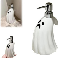 Creative Ghost Soap Dispenser Goth Style 380ml Black Transparent Reusable Soap Dispenser Halloween Household Bathroom Supplies