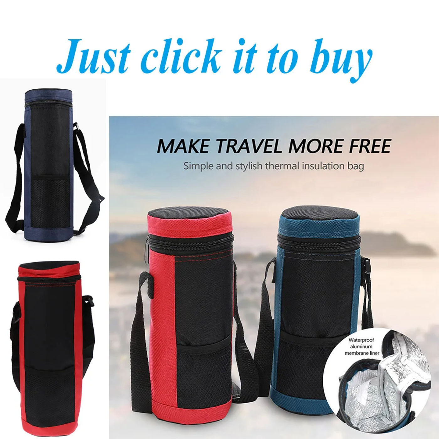 Description Picture 2 of item1 Pc Travel Portable Thermal Insulated 1.5L Bottle Cooler Bags Camping Accessories Insulated Water Bottle Warmer