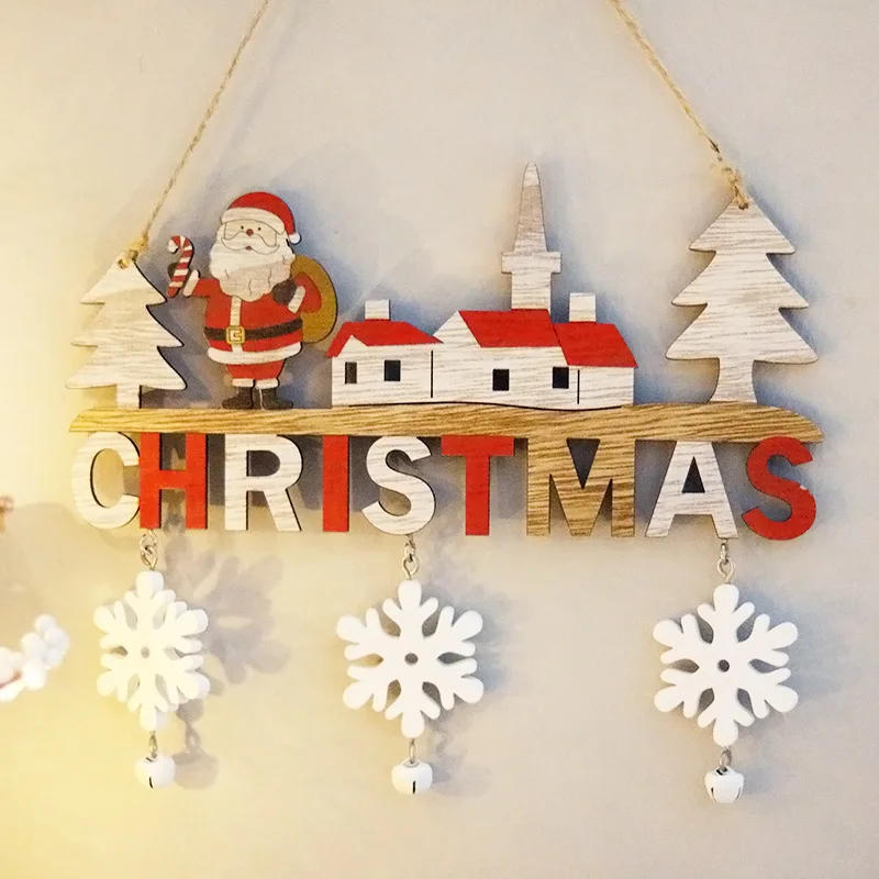Description Picture 2 of item2024 Wooden Christmas Pendants Door Wall Xmas Decor Christmas Tree Hanging Ornaments Happy New Year 2025 Naviidad Decor For Home