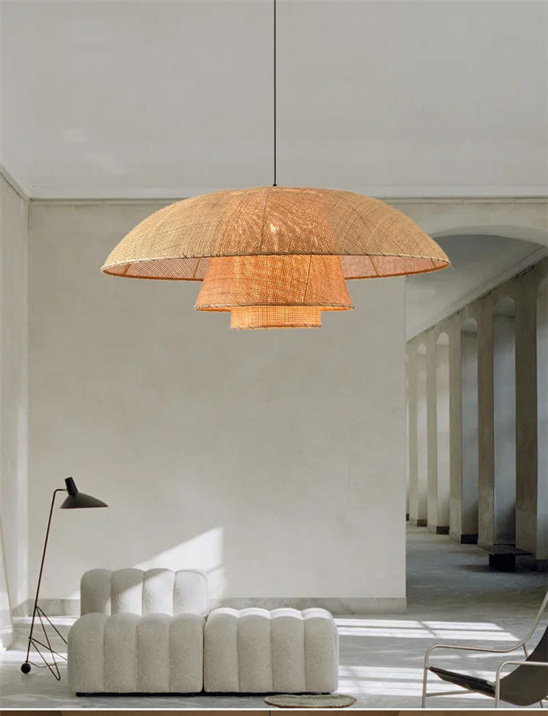 Description Picture 4 of itemVintage Rattan Pendant Light Restaurant Home Decor Dining Room Kitchen Chandelier Suspension Hanging Lamp Handmade Pendant Lamps