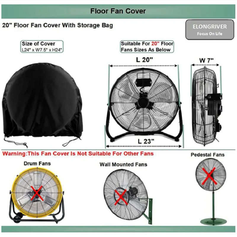 Description Picture 4 of itemIndustrial Fan Cover UV Protection Waterproof Dustproof Foldable Electric Fan Cover for Outdoor Indoor Bedroom Dust-proof