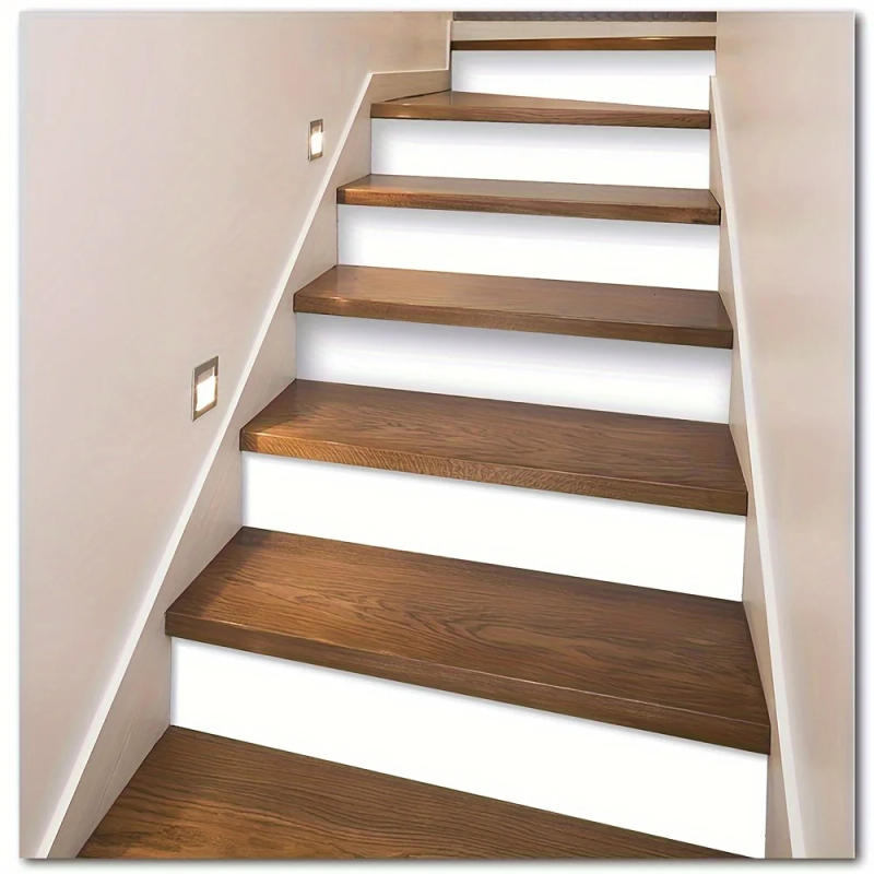 Description Picture 4 of item5 Stripes Self-Adhesive Stair Decals, 39.37"x7.87" Peel and Stick Vinyl Stair Risers Stickers Blank white Pattern