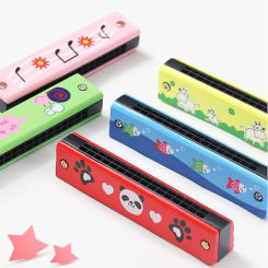 16 Holes Cute Harmonica Musical Instrument Montessori Educational Toys Cartoon Pattern Kids Wind Instrument Gift For Boy Girl