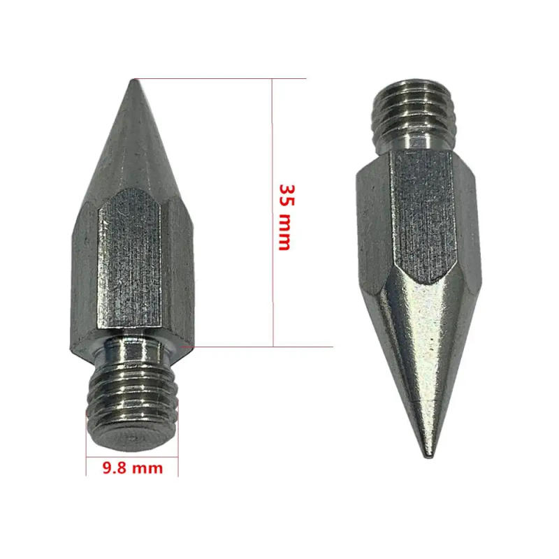 Description Picture 3 of itemM10 GPS Pole Tip Sharps Point Stainless Steel Replacement Tip Mini Rod 1/4" Internal Thread Durable 9.8mm Fit For Prisms Pole