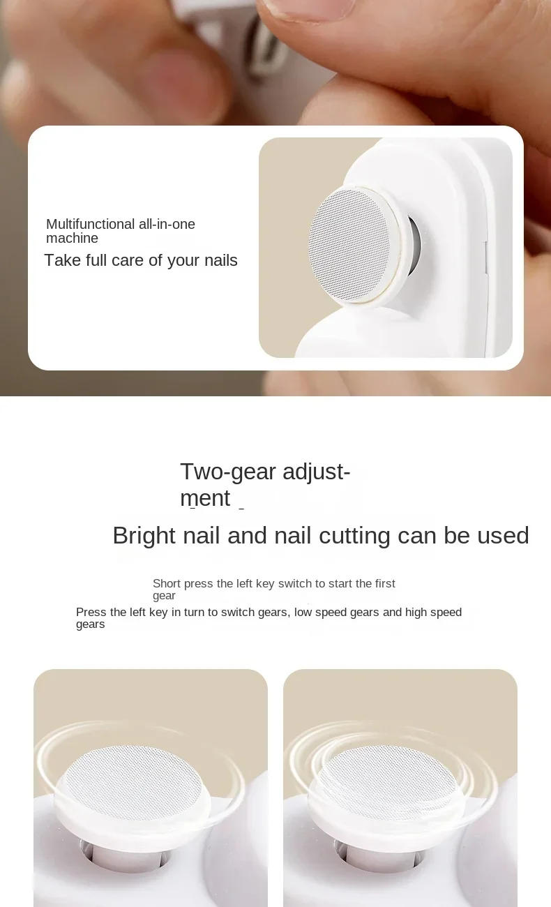 Description Picture 6 of itemElectric Automatic Nail Clipper with Light Fingernail Cutter and Polisher USB Rechargeable Safety Fingernail Trimmer for Baby