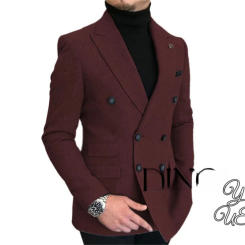 Double Breasted Flip Collar Suit, Men's Slim Fit Jacket, Men's Casual and Fashionable Versatile Suit Top