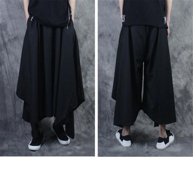 Description Picture 2 of itemMen Super Loose Casual Large Elegant Ultrawide Couple Simple Original Design Bottoms Wide Leg Stage Skirt Pants Personality
