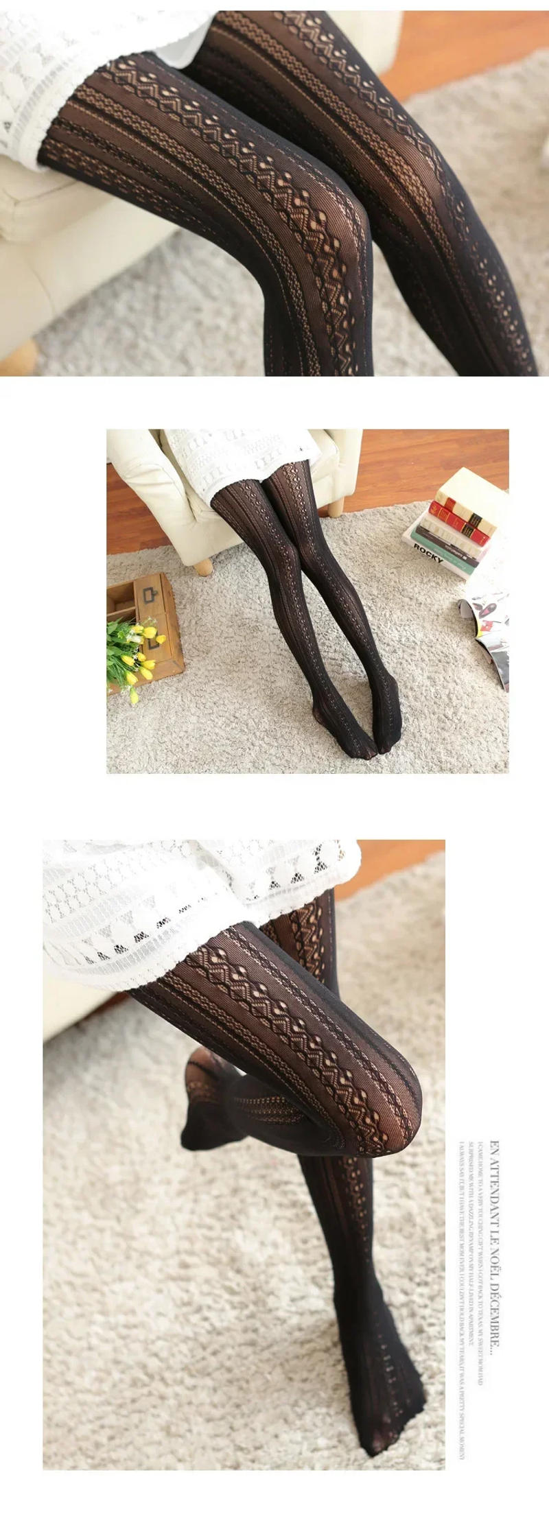 Description Picture 6 of itemAutumn Women Lolita Tights Lace Stockings Woman Hollow Out White Female Pantyhose Stockings Tattoo Tights Pattern