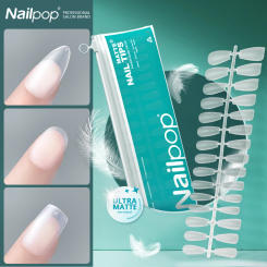 Nailpop Pre-buff Fake Nails Ultra Matte Short False Nails with Design Perfect for Nail Artists and Beginners Capsule Americaine