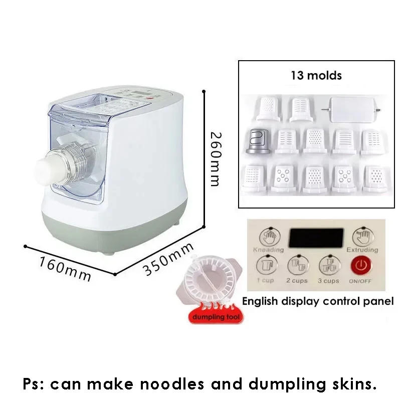 Description Picture 3 of item220V/ 110V Electric Automatic Noodle Maker Machine Multifunction Pasta Maker Dough Roller Dumpling Skin Machine Various Shapes