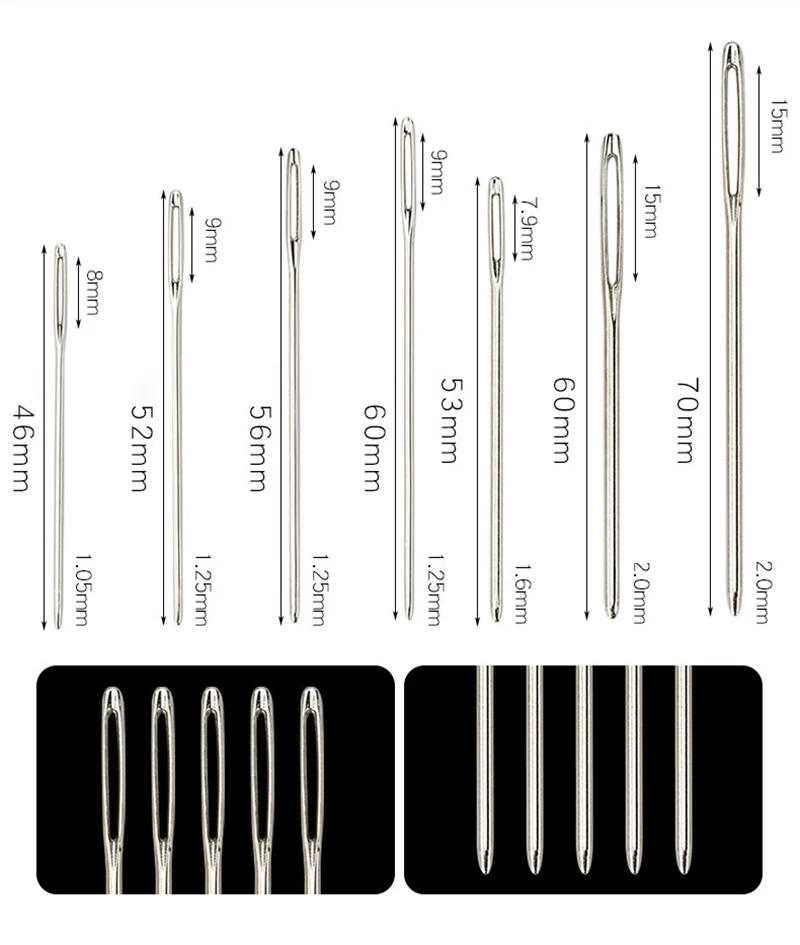 Description Picture 2 of item10PCS/Set Large-Eye Blunt Stainless Steel Yarn Knitting Needles Leather Sewing Needle Hand Sewing Tools