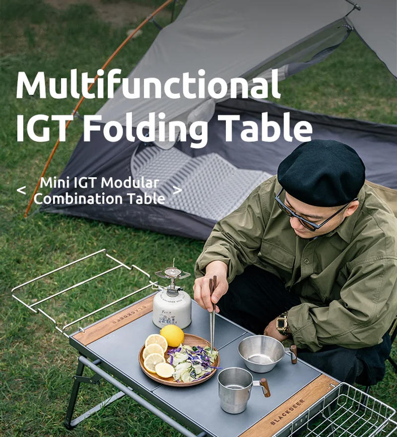 Description Picture 2 of itemBLACKDEER IGT Camping Table Folding IGT Table Mini 2.0 Aluminum Alloy Multifunctional Portable Grill Wood Table Outdoor Picnic