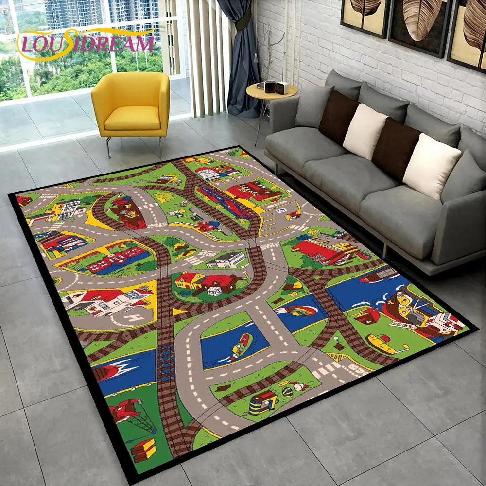 Description Picture 3 of itemChild Playmat Highway City Traffic Playroom Area Rug Large,Carpet Rug for Living Room Bedroom Decor,Kids Play Non-slip Floor Mat
