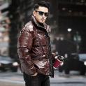 Fashion Men Winter Thick Loose Fit Cowhide Genuine Leather Down Jacket Moto Biker Warm Overcoat Business Casual Work Coat L-5XL