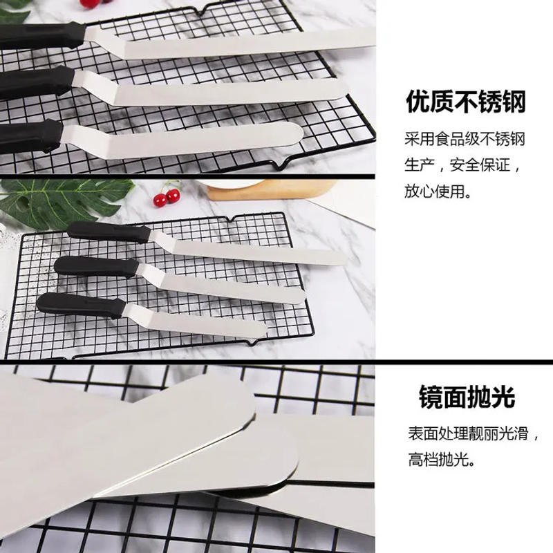 Description Picture 6 of itemColor Boxed Stainless Steel Cake Spatula Three-Piece Set Baking Curved Kiss Knife Cream Spatula