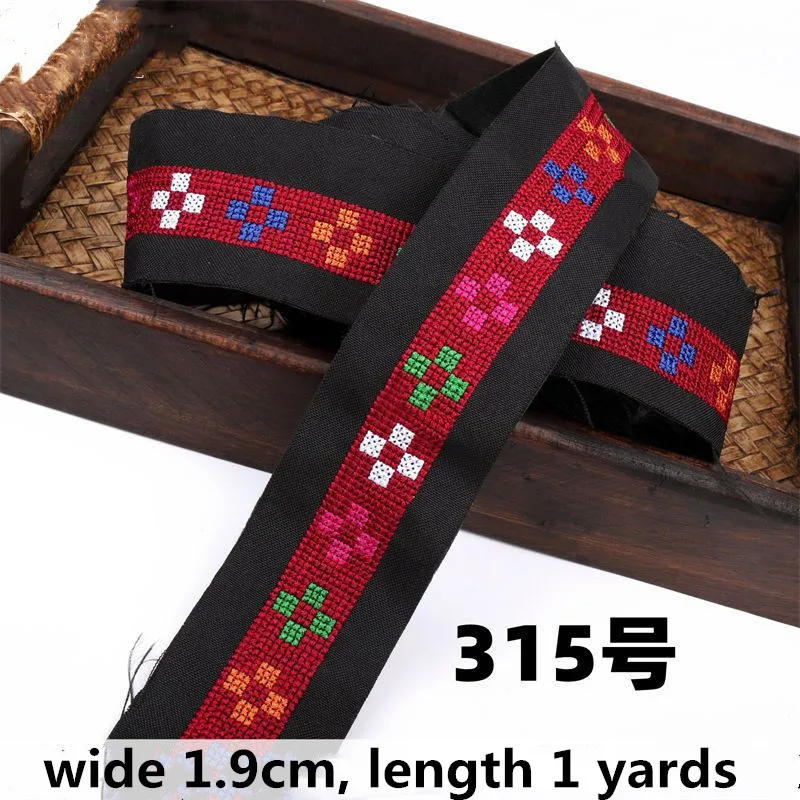 Description Picture 6 of item1 Yards Embroidery Flowers Fabric Lace Ribbon Webbing Ethnic Clothing Dress Sewing Trims Craft Decoration Accessories
