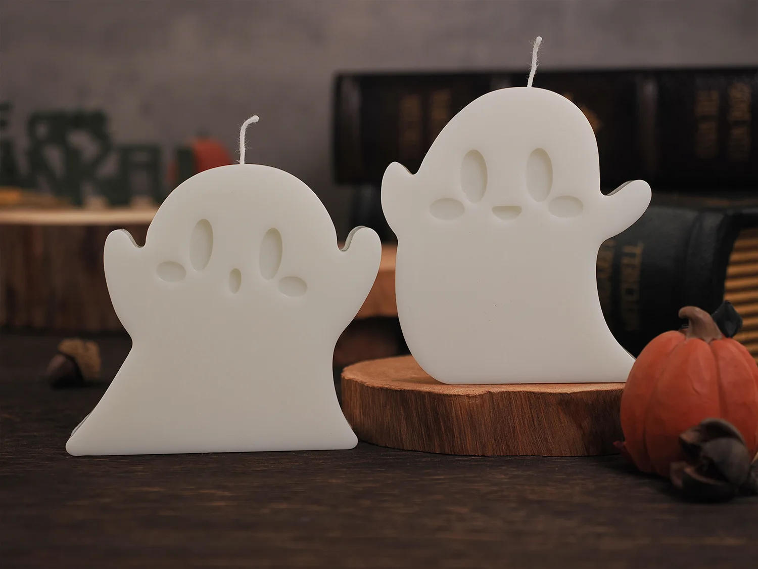 Description Picture 6 of itemCute Cartoon Ghost Scented Candle Silicone Mold Set Handmade Soap Chocolate Plaster Diffuer Stone Mold Creative Halloween Gift