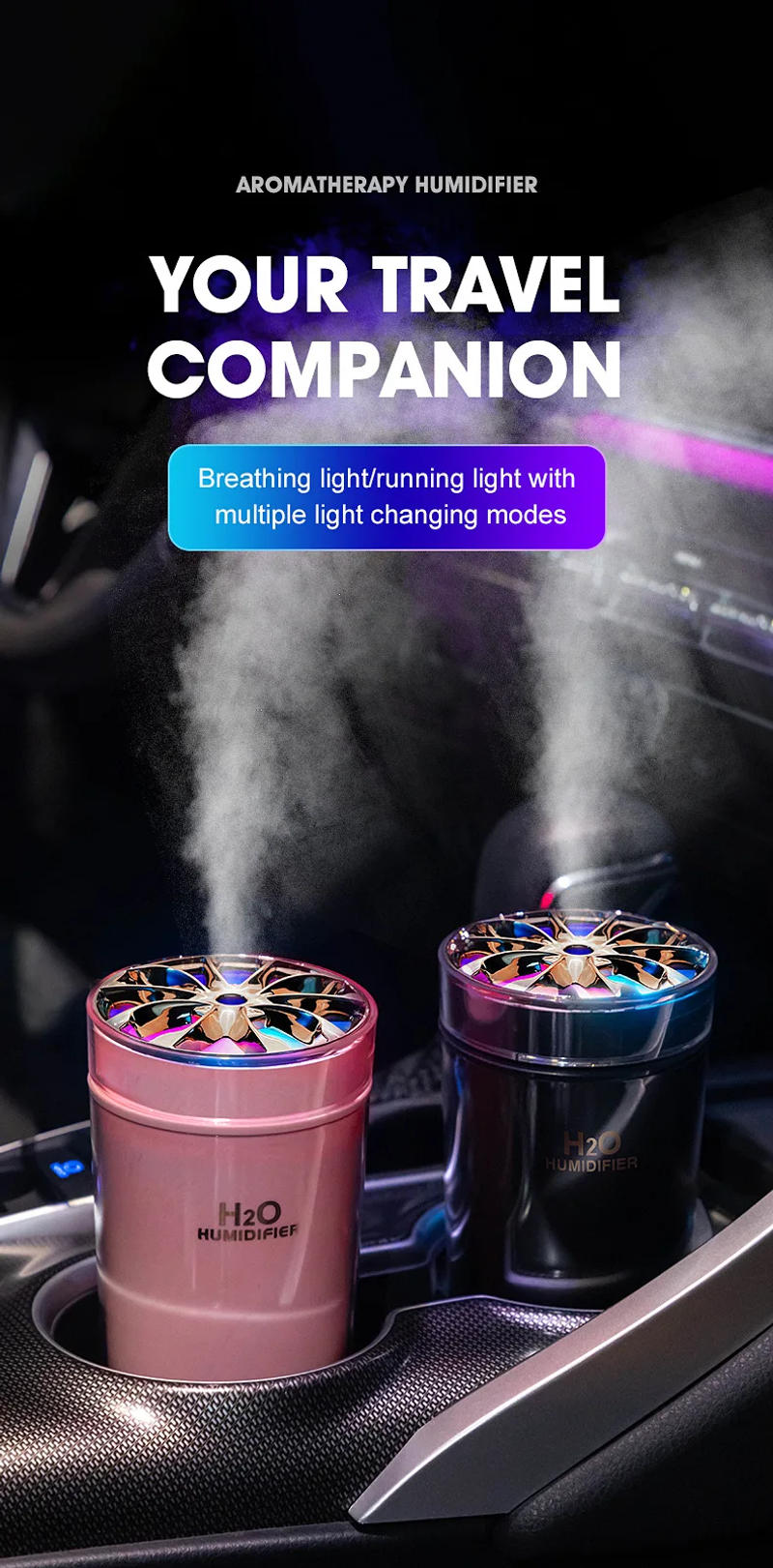 Description Picture 2 of itemPortable Air Humidifier Cool Mist Usb Led change color room h2o Aroma Essential Oil Diffuser humidifier Water Sprayer