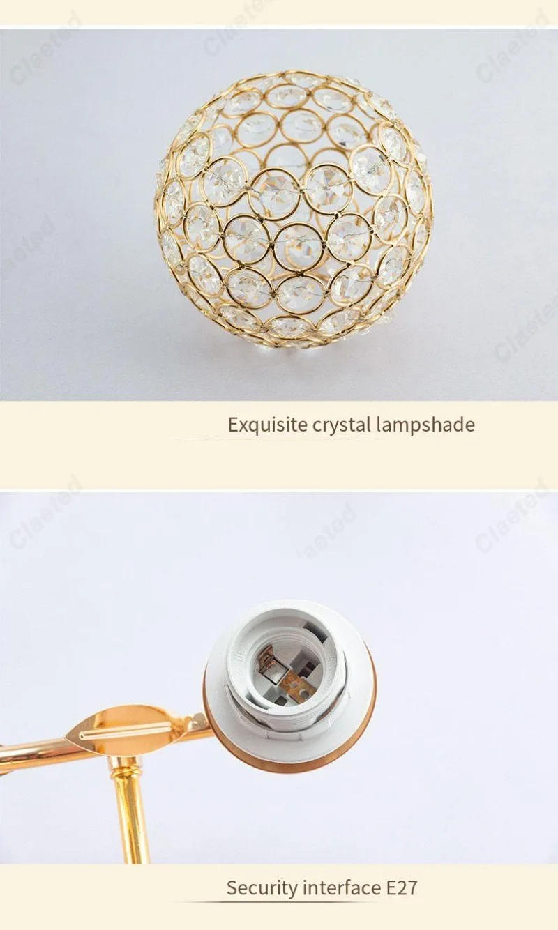 Description Picture 6 of itemCreative E27 Crystal Wall Light Indoor Bedroom Bedlight Living Room Staircase Corridor Balcony Home Decoration Lighting Fixtures