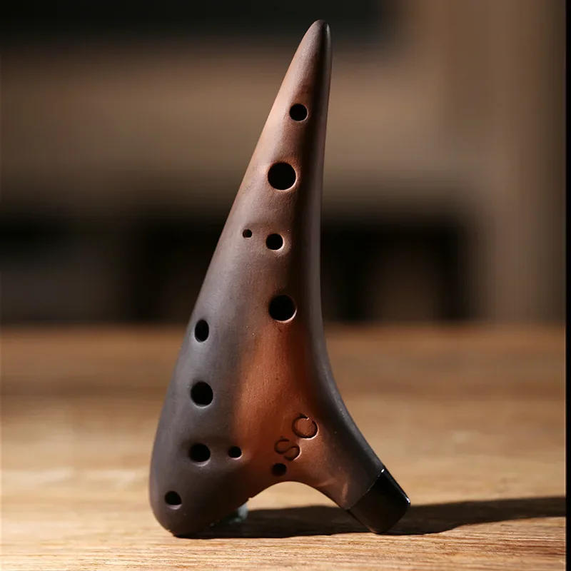 Description Picture 5 of itemCeramic Ocarina 12 Holes Purple Sand Smoked Ocarinas Xun Music Flute Professional Orff Instruments for Beginners Playing Gifts