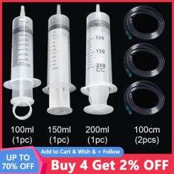 Large Capacity 100 150 200ML Plastic Syringe With 1m Tube Hose Reusable Sterile Measuring Injection Syringe Nutrient Hydroponics