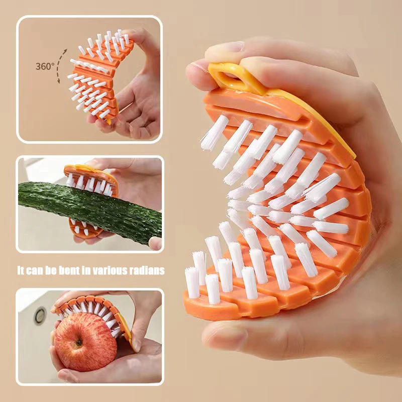Description Picture 4 of item1pcs Function Flexible Cleaning Brush Fruit and Vegetable Brush Cleaning Vegetables Kitchen Fruit and Vegetable Brush