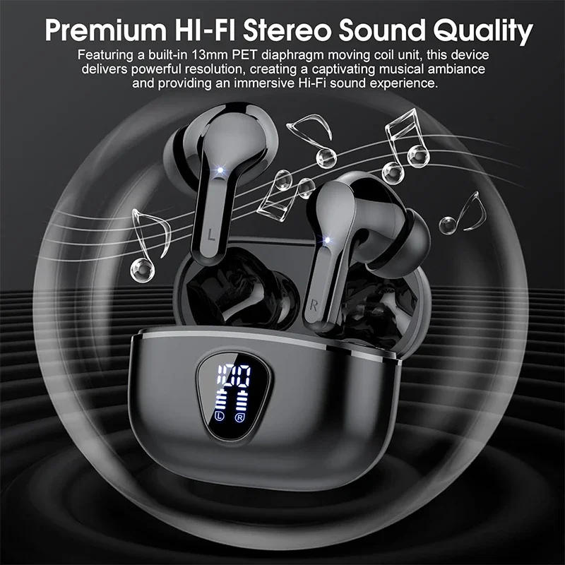 Description Picture 3 of itemNew Wireless Earbuds HiFi Stereo Headphones BT5.3 with ENC Noise Cancelling 48H LED Display Ear Buds IP7 Waterproof Earphones