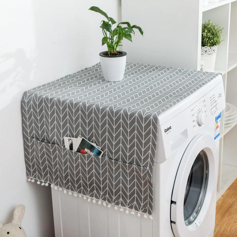 Description Picture 5 of item1Pcs Organizer Microwave Cover Cloth Washing Machine Geometric Pattern Refrigerator Household Cleaning Dust Covers Merchandises