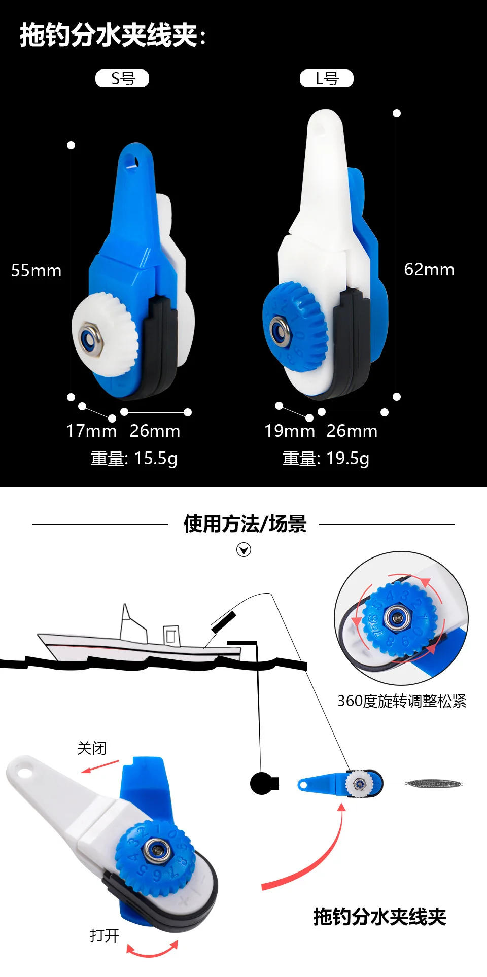 Description Picture 6 of itemOffshore Planer Boards For Fishing Inline Side Release Clip Trolling Fishing Gadgets For Novice Fishing Tools