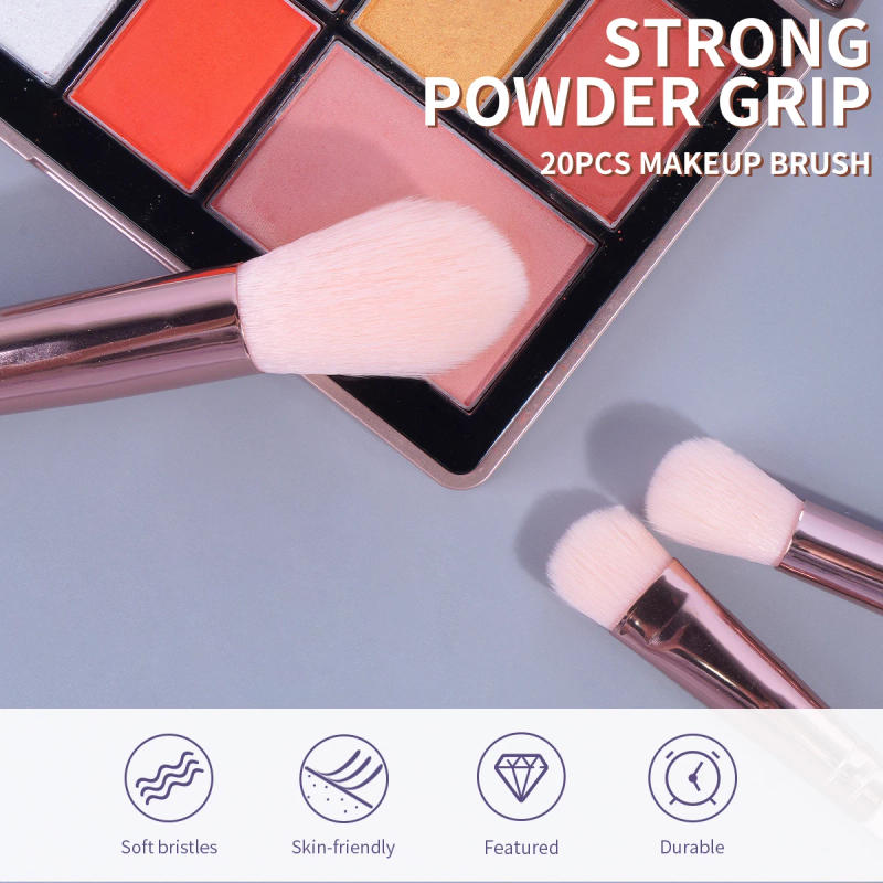 Description Picture 5 of itemMAANGE 20PCS Makeup Brush Cushion Puff Set Pink Kabuki Foundation Powder Concealer Eyeshadow Eyebrow Brushes Mini Triangle Puff
