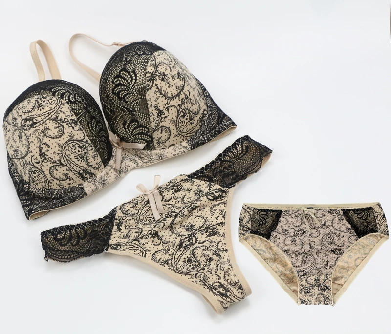 Description Picture 4 of item2024 New Sexy Bra Sets For Women 3 Piece Underwear Strap Transparent BCDEF Cup Female Beige Black Blue Purple Red White Lingerie