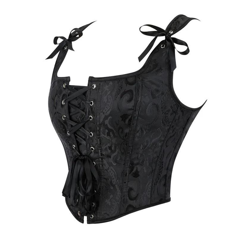 Description Picture 4 of itemVintage Jacquard Overbust Corset Women Crop Top Sexy Bustier Vest Tank Plus Size Gothic Brocade Victorian Corselet