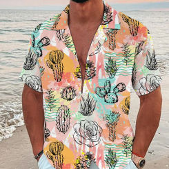 Herren hemd Kaktus 3D-Druck Herren bekleidung übergroßen Sommer neue Reise Hawaii Strand Hawaii Harajuku Kurzarm Shirt