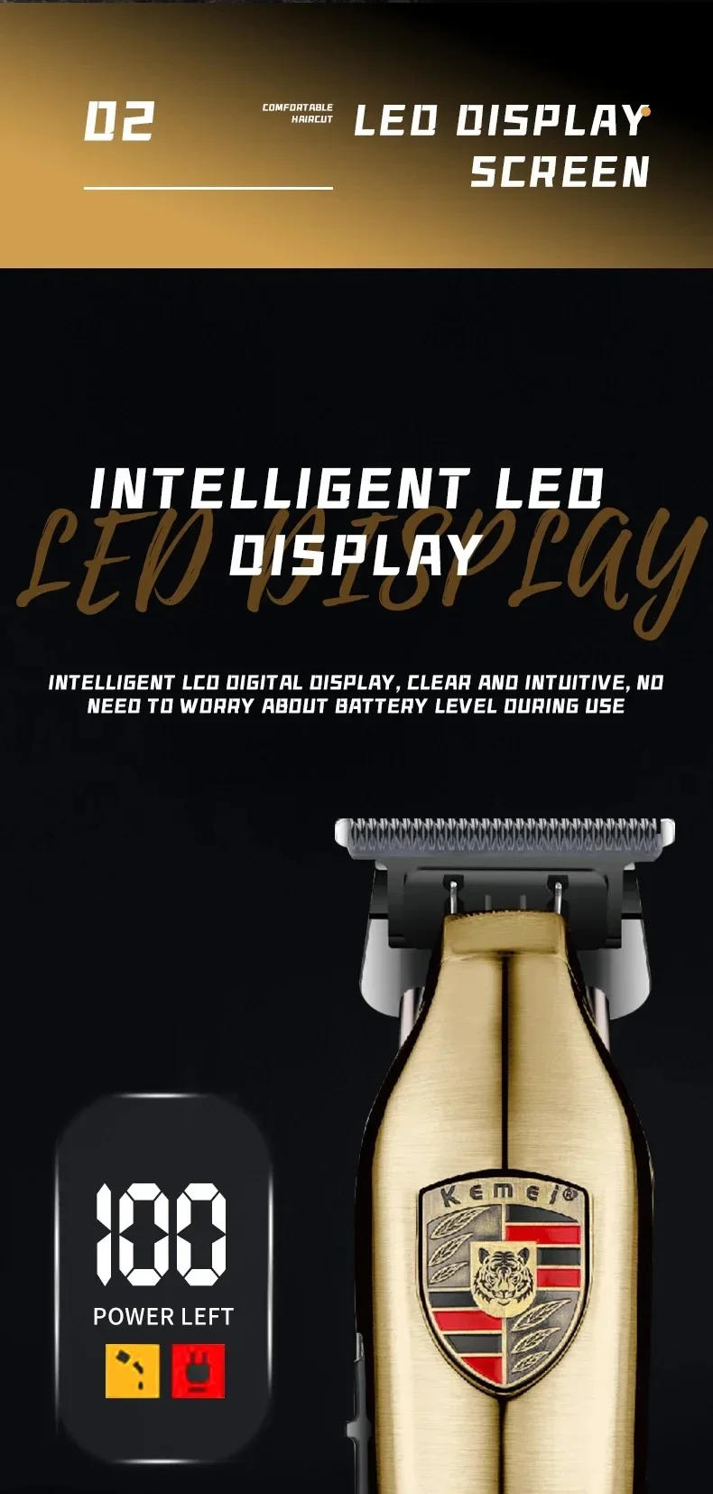 Description Picture 5 of itemKemei Barber Professional Hair Clipper Men Rechargeable Hair Trimmer Beard Cordless Electric Hair Cutting Machine Rechargeable