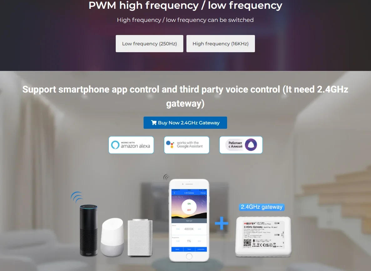 Description Picture 6 of itemMiboxer FUT035/36S+ 2 IN 1 Single Color CCT Dimmer  FUT037/38/39S+ 3 IN 1 Controller RGB RGBW RGB+CCT DC12V-24V 2.4G RF Wireless