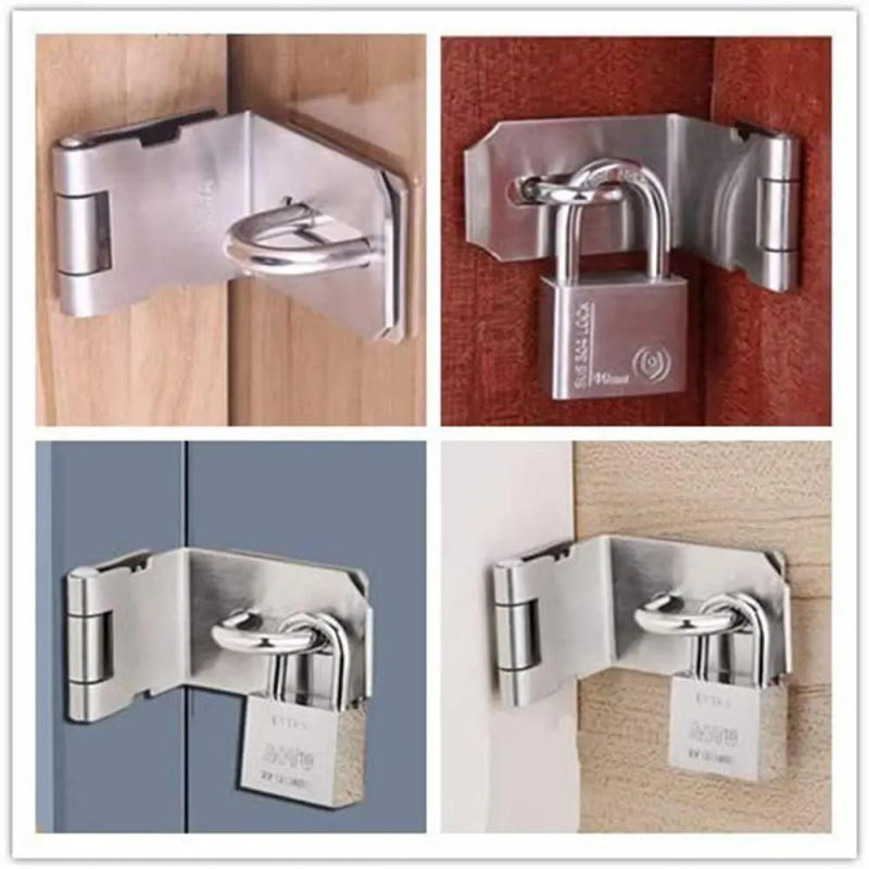 Description Picture 5 of itemStainless Steel Hasp Door Clasp Lock 90 Degree Right Angle Latch Household Burglar-proof Bolt Door Buckle with Mounting Screws