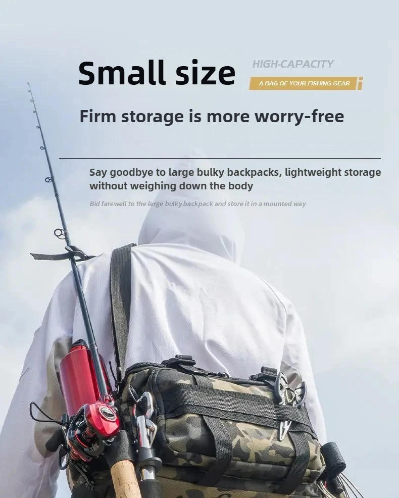 Description Picture 2 of itemFishing Tackle Bag Portable Shoulder Storage with Rod Holder Waterproof Outdoor Sports Gear for Fly Fishing Anglers