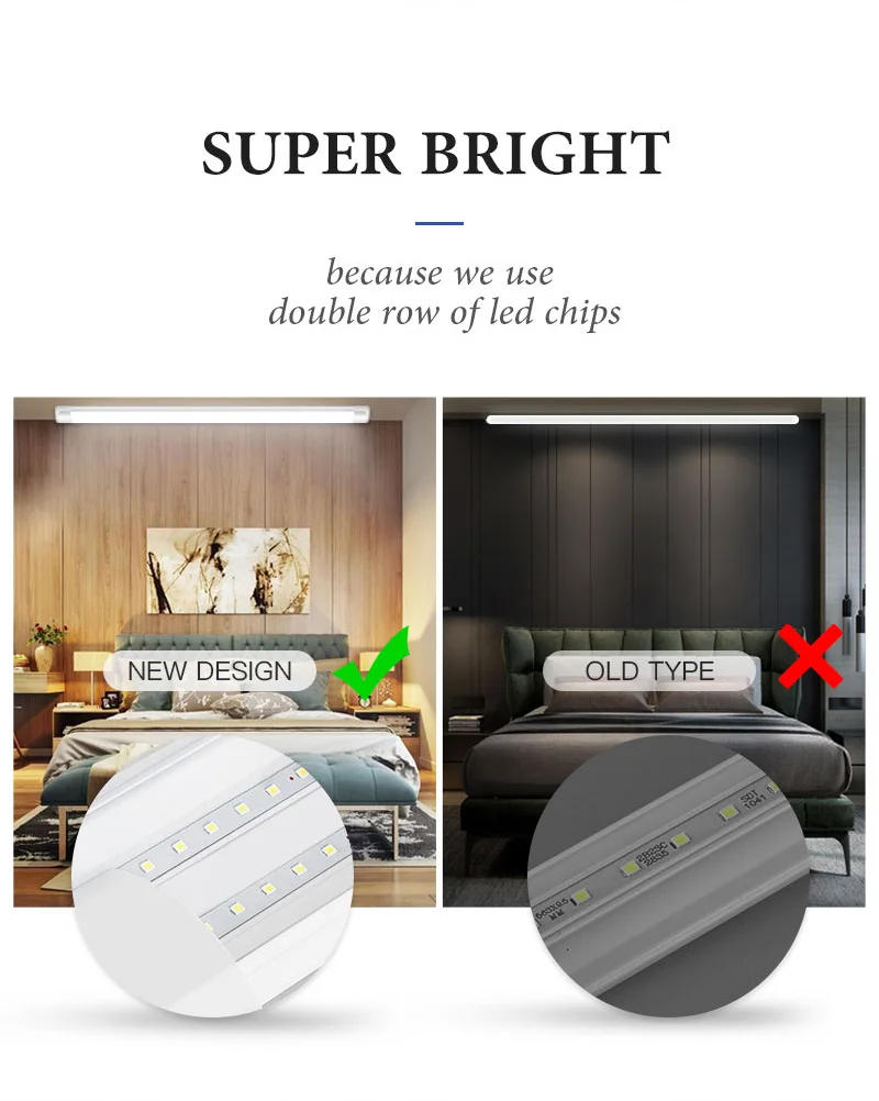 Description Picture 4 of itemConnectable Light Tubes LED With Switch Cable 110V Home Strip Luminaire 10-20W Interior Office Reading Mirror Ceiling Lamp Bulbs