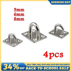 4pcs M5/M6/M8 Stainless Steel Square Pad Eye Plate Hook Hanger Heavy Duty Ceiling Wall for Boating Yacht Shade Sailing Marine