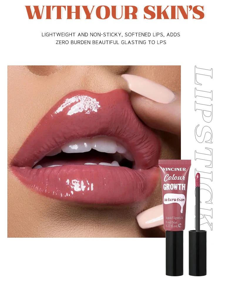 Description Picture 4 of itemPunk Dark Coffee Mirror Water Liquid Lipstick Moisturizing Grape Purple Mirror Lip Gloss Red Brown Water Gloss Lip Tint Makeup