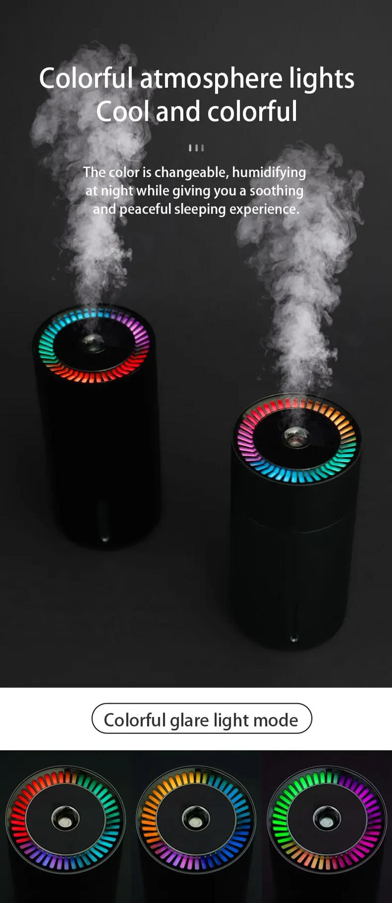 Description Picture 5 of itemHumidifier Diffuser For Car Small 260ml Air Humidification Led Light Aromatherapy Machine Home Bedroom Big Spray